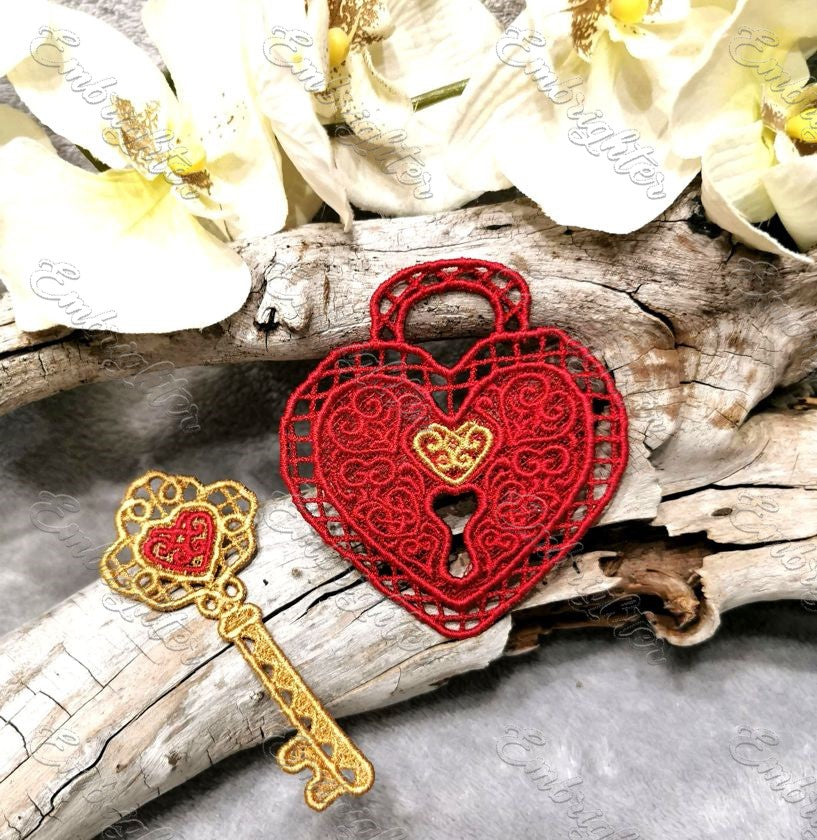 Key To Heart Embroidery Design