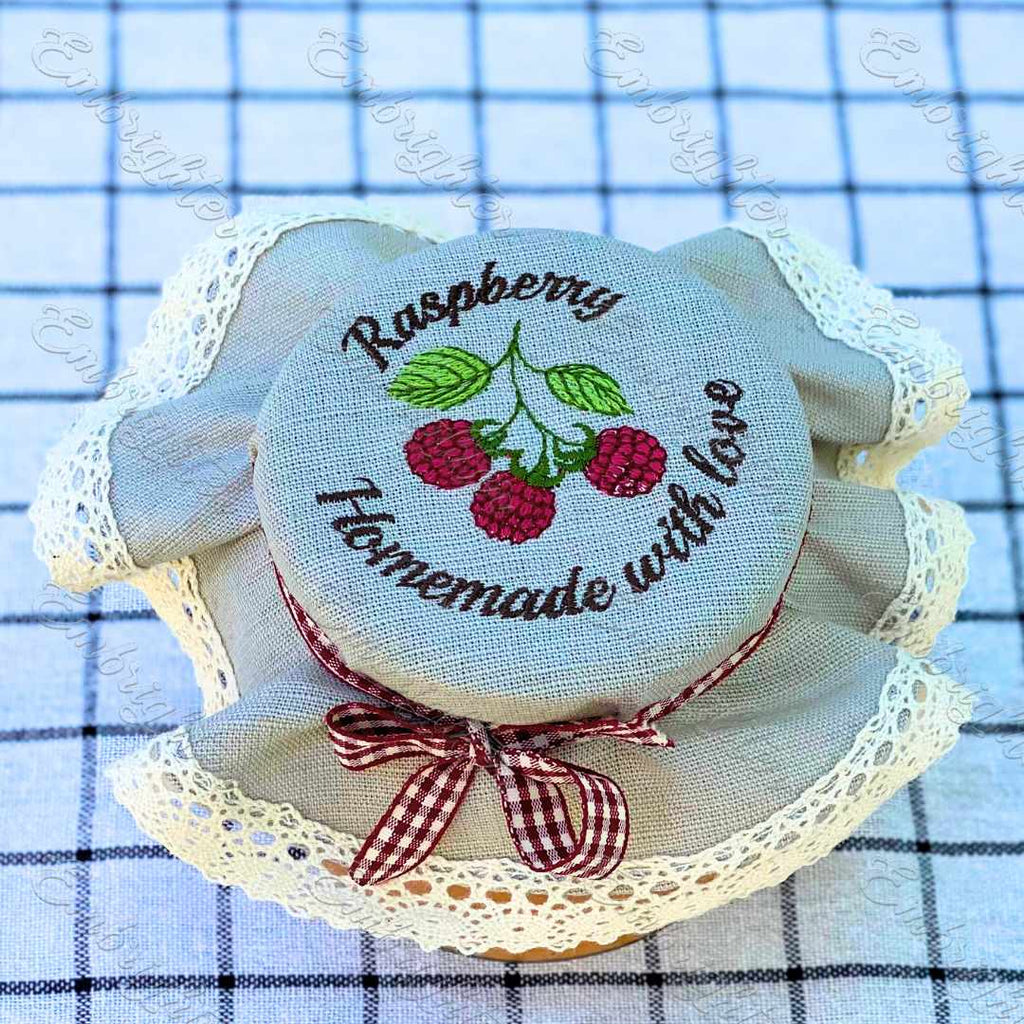 Orange jar lid cover embroidery design