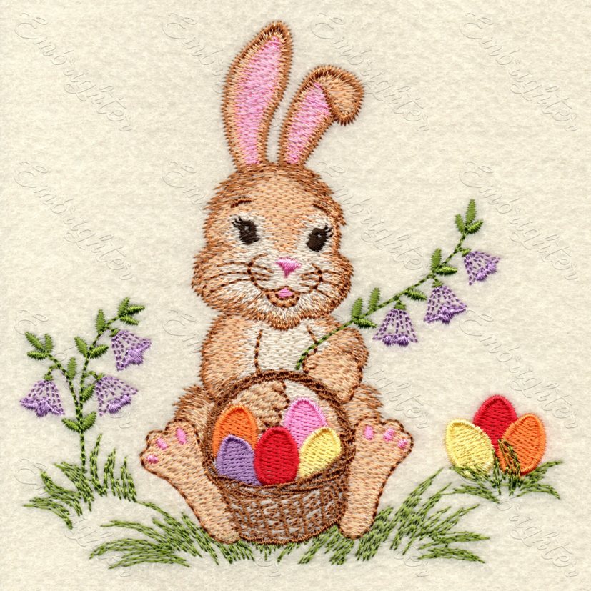 Easter　bunny　design　with　Embrighter　basket　machine　embroidery　–