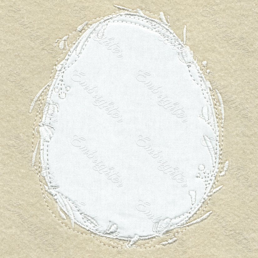 Egg shaped Easter flower frame embroidery design