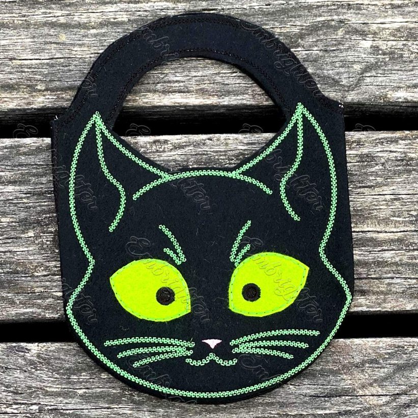 ITH Halloween cat treat bag embroidery design in two sizes Embrighter