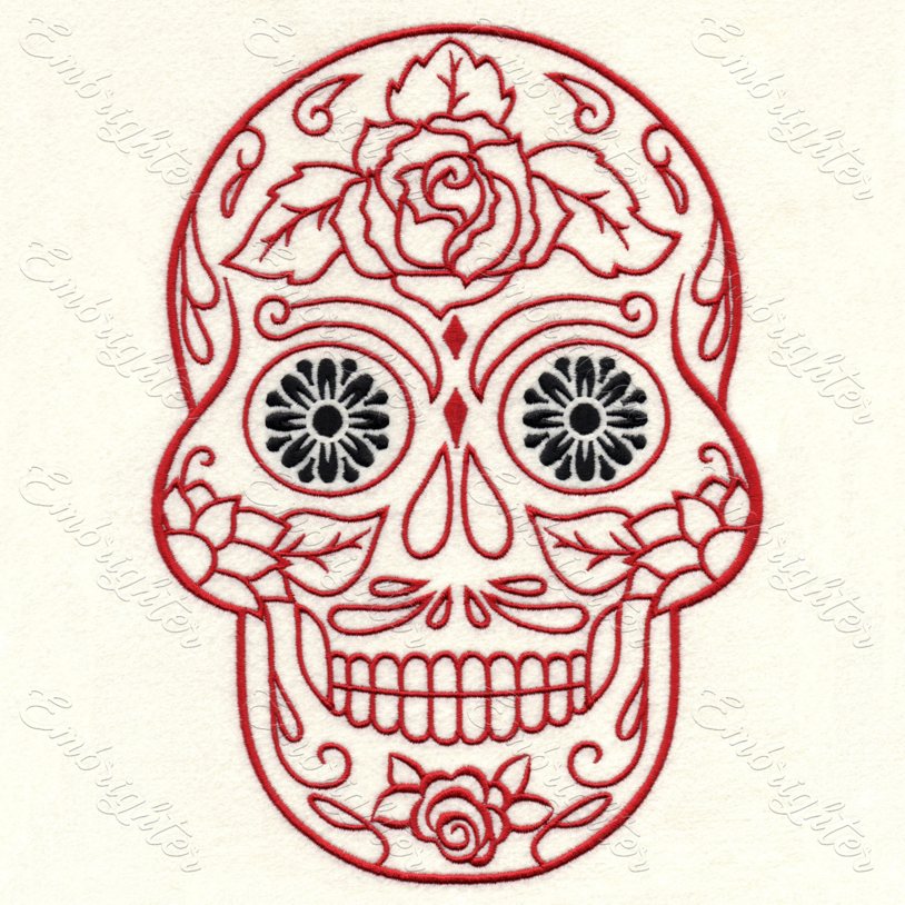 Mexican Calavera floral skull machine embroidery design