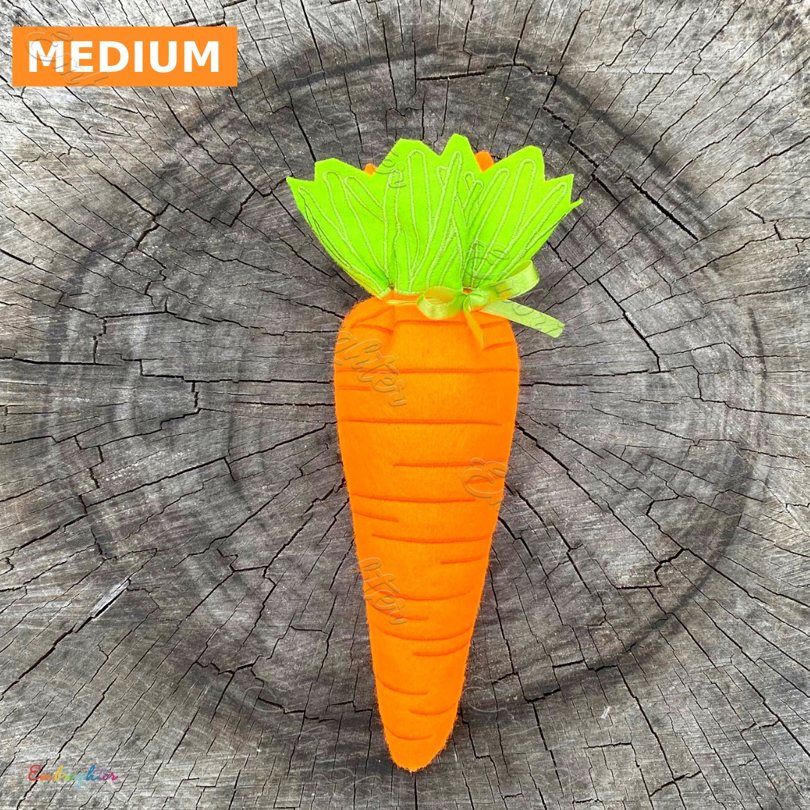 Carrot ITH treat bag embroidery design available in four sizes