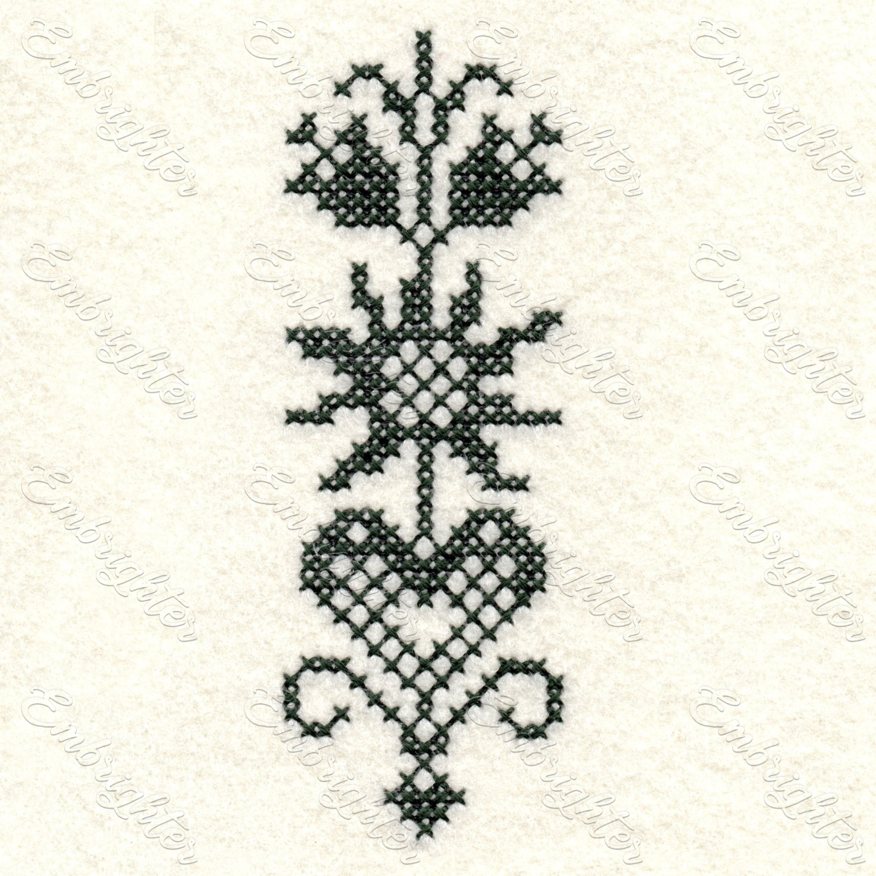 Edelweiss and encian cross stitch machine embroidery design