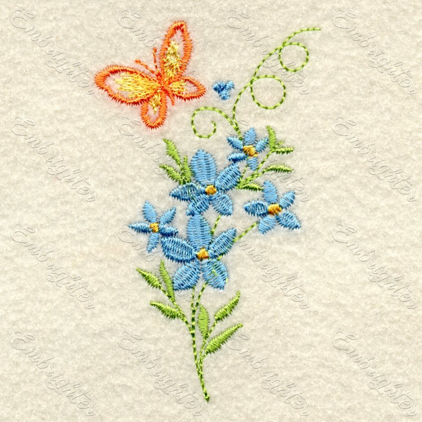 Forget-me-not machine embroidery design