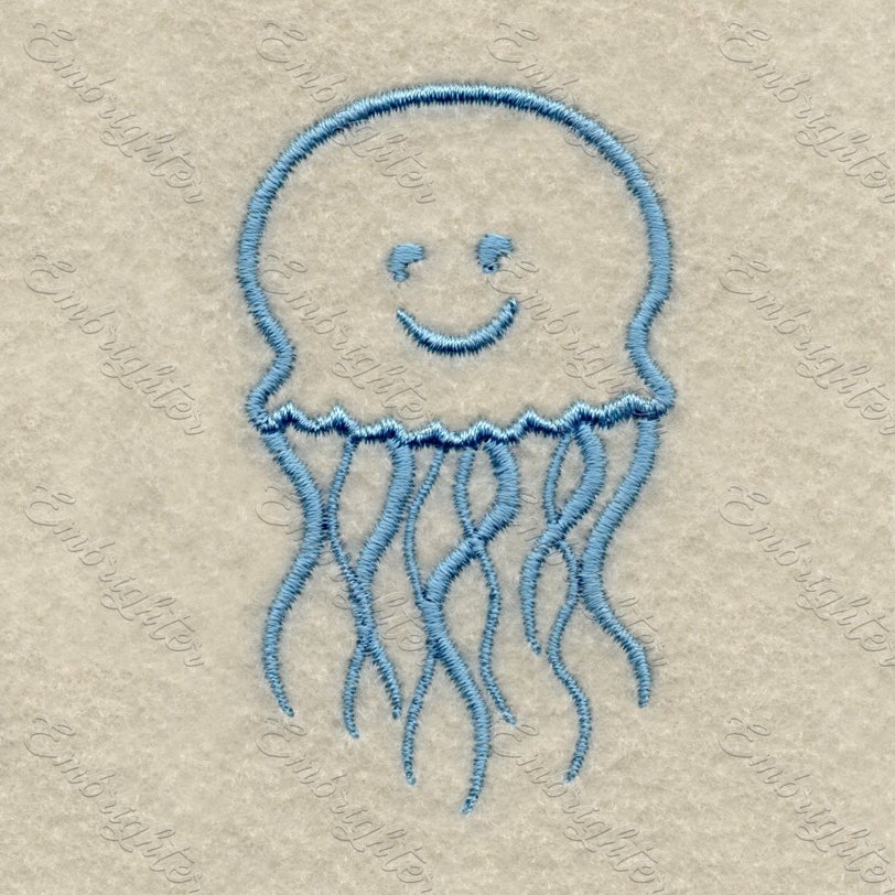 Machine embroidery design. Cute baby sea jellyfish, monochromatic for the little ones.