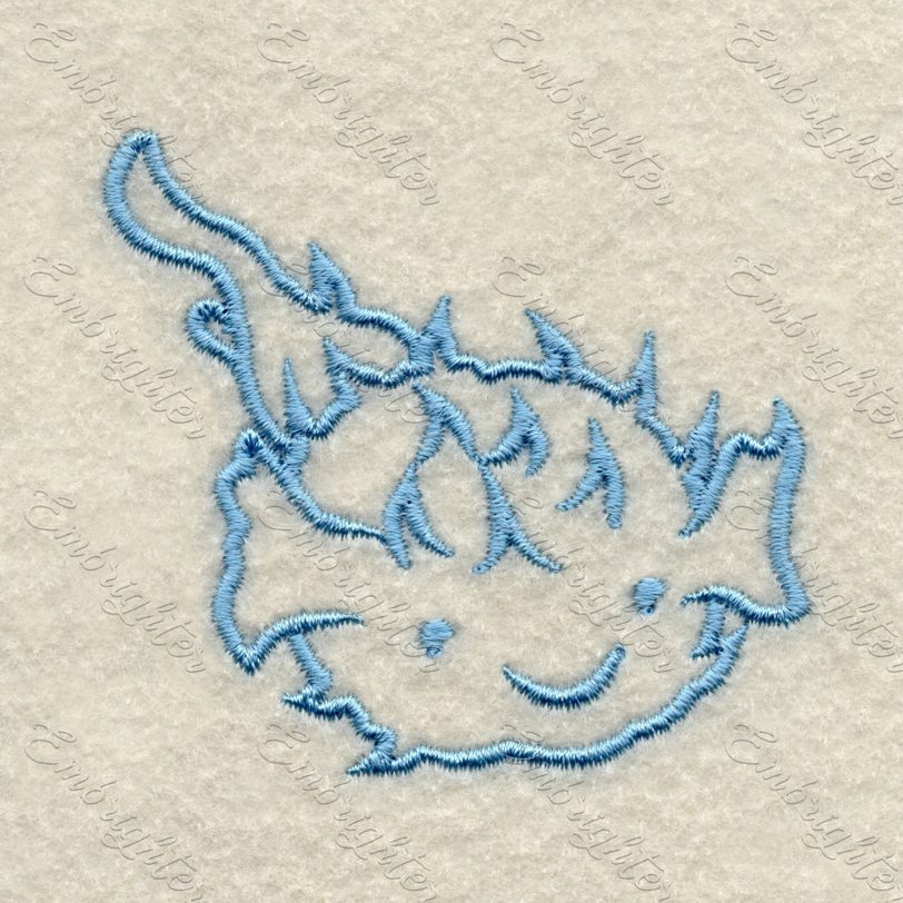 Machine embroidery design. Cute baby sea pufferfish, monochromatic for the little ones.