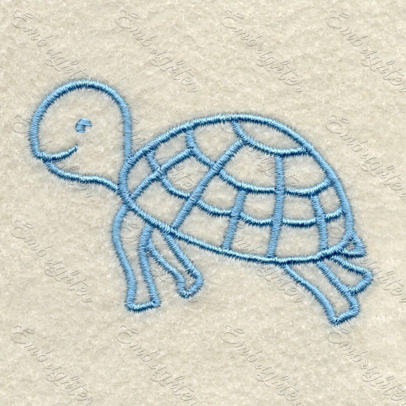 Machine embroidery design. Cute baby sea turtle, monochromatic for the little ones.