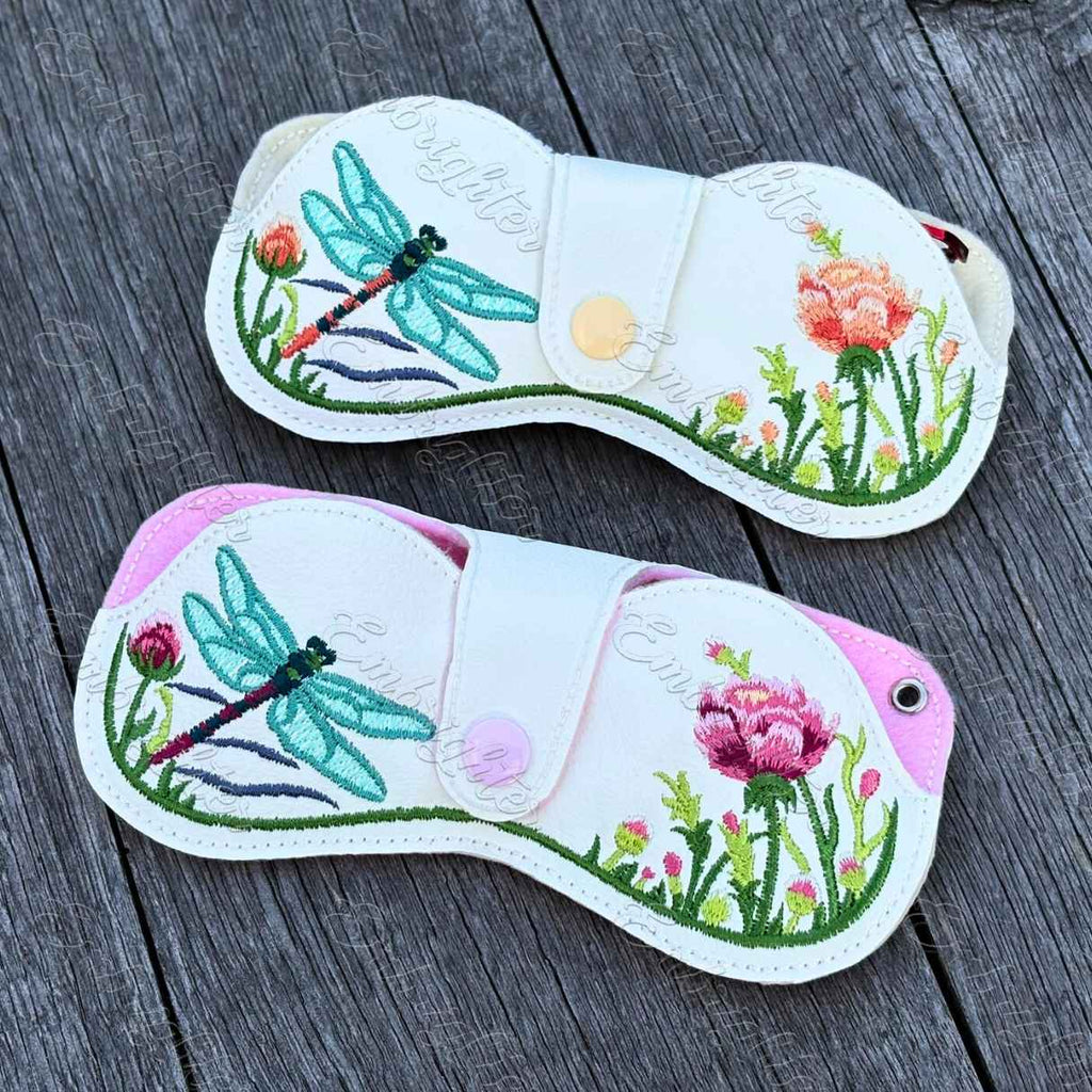 Glasses case ITH embroidery design Libelle Brillenetui Stickdatei