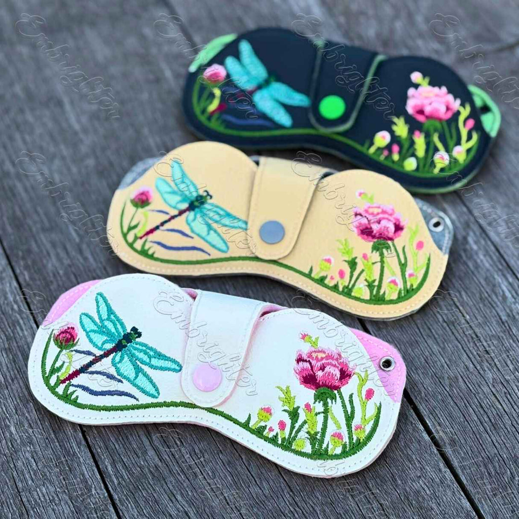 Glasses case ITH embroidery design – Dragonfly – Embrighter display picture 1