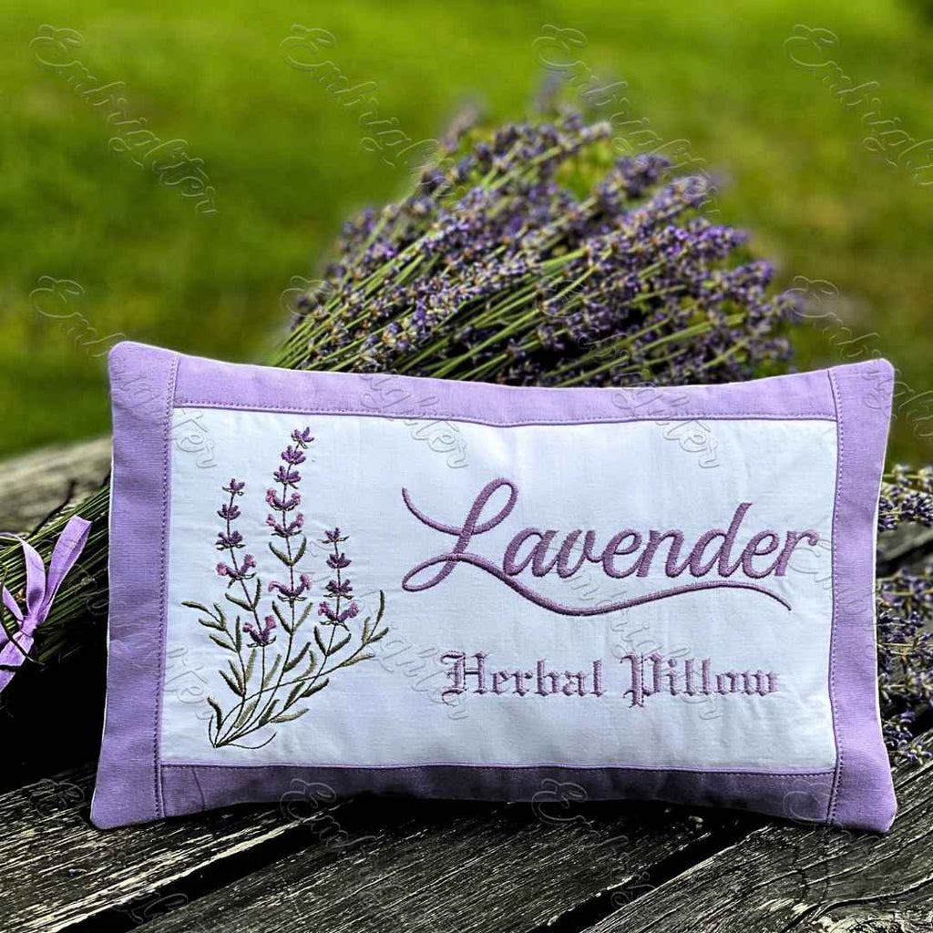 Lavender ITH herbal pillow with pillowcase large embroidery design