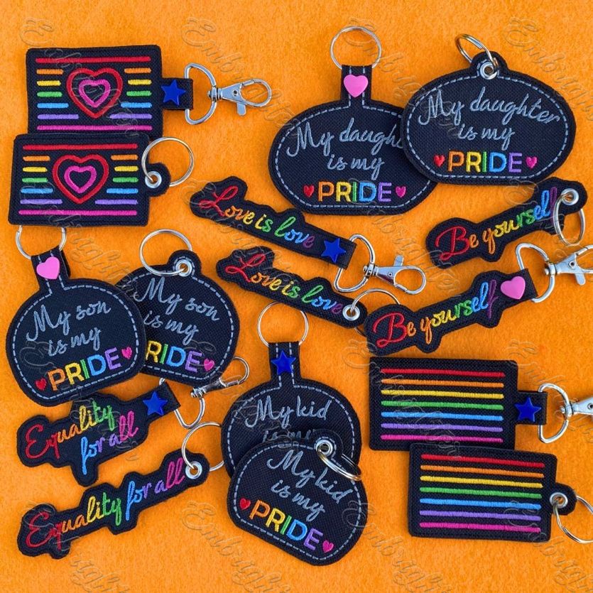 Rainbow pride ITH keychain embroidery design set No. 2 – Embrighter