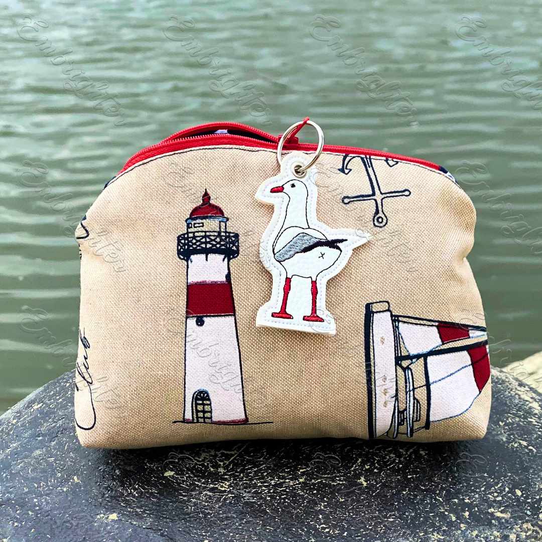 Seagull ITH keychain embroidery design Embrighter