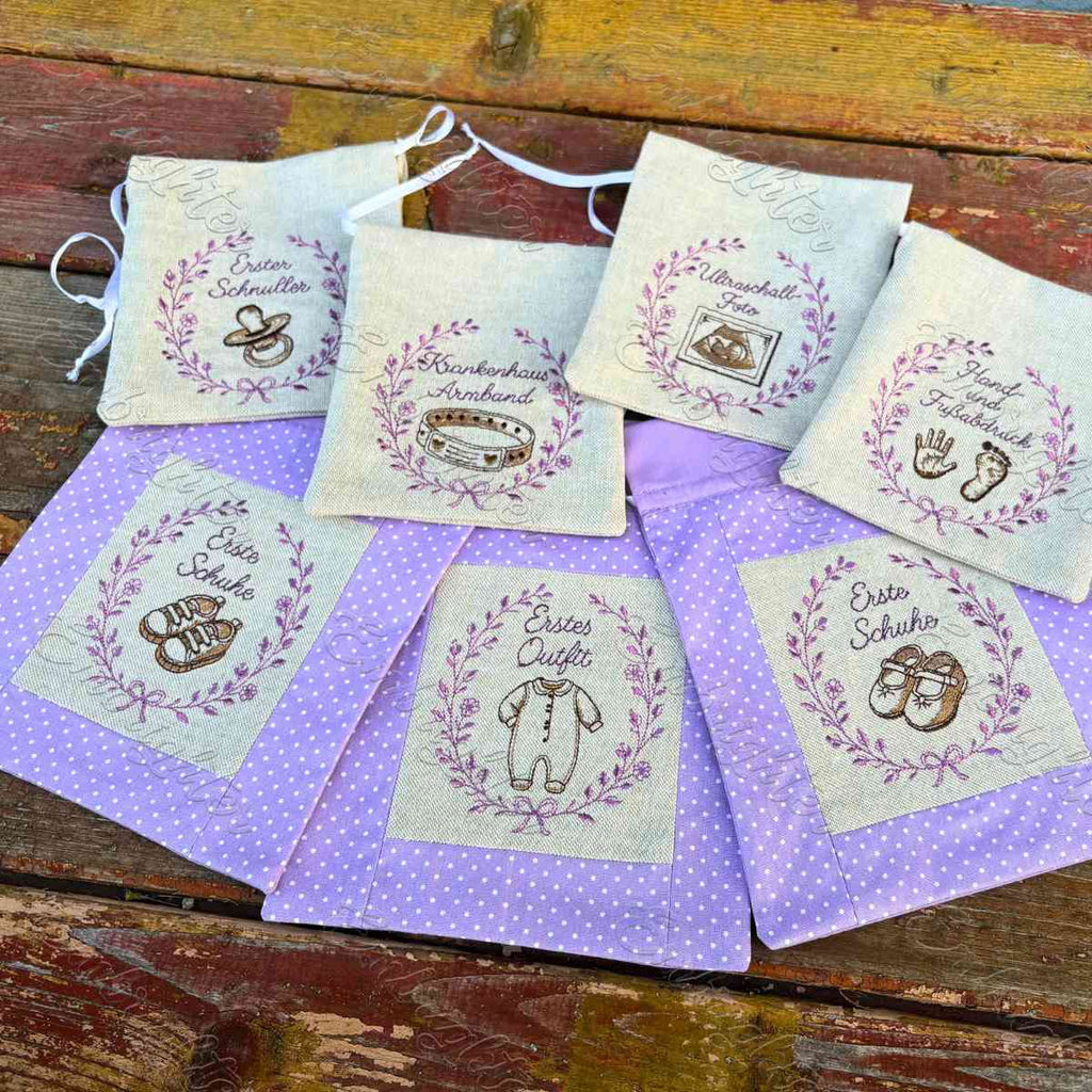 Baby Erinnerungsstücke Stickdatei Set