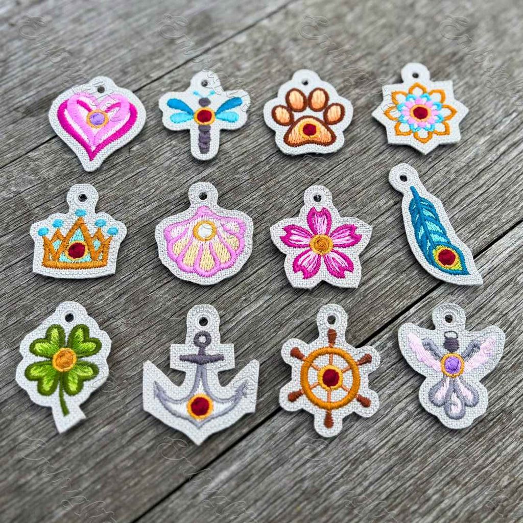 ITH bag charm embroidery design set
