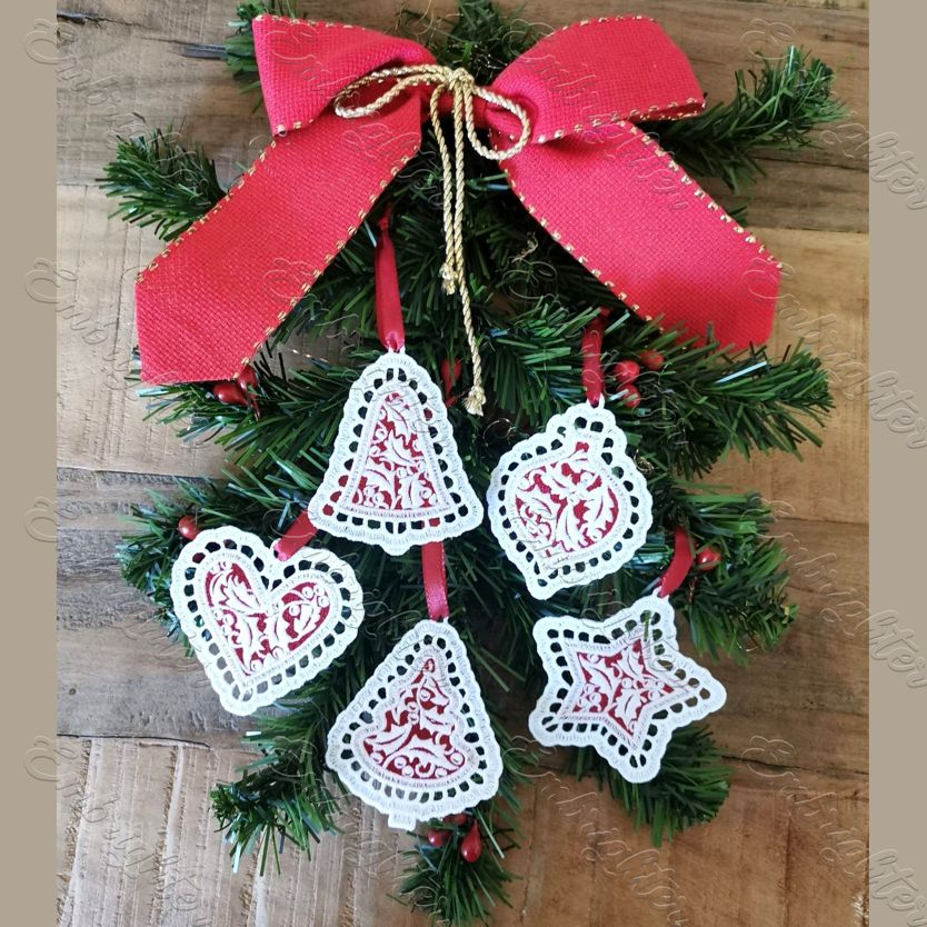 Christmas FSL ornament embroidery design set