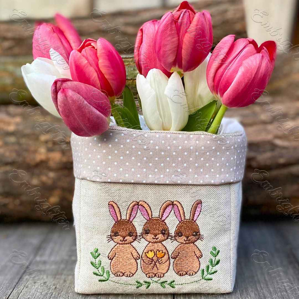 Easter Bunnies machine embroidery design