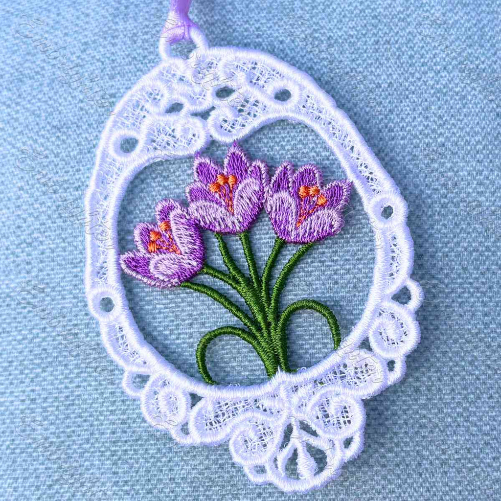 Easter Egg with Crocuses FSL Embroidery Design