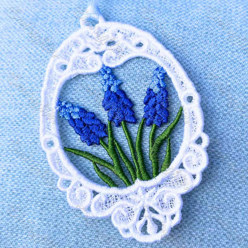 Easter Egg with Grape Hyacinths FSL Embroidery Design