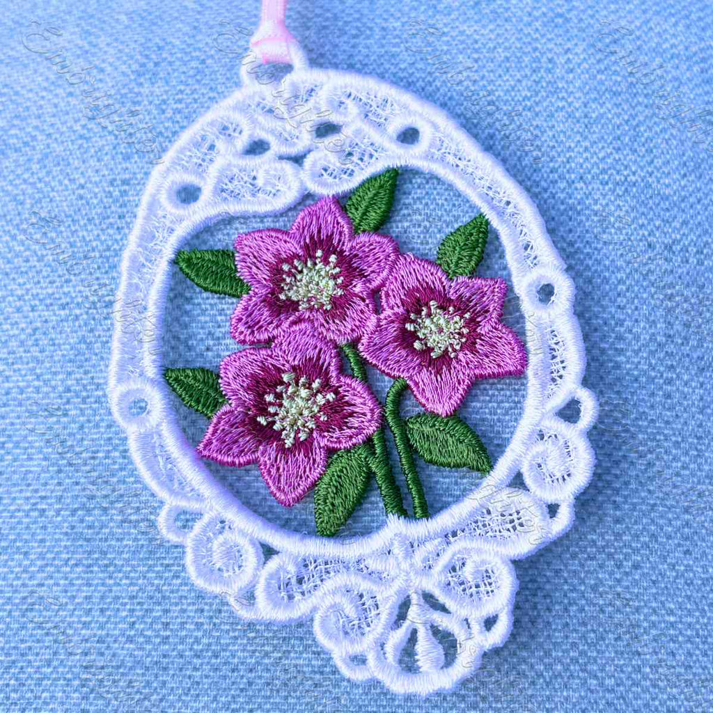 Easter Egg with Hellebores FSL Embroidery Design