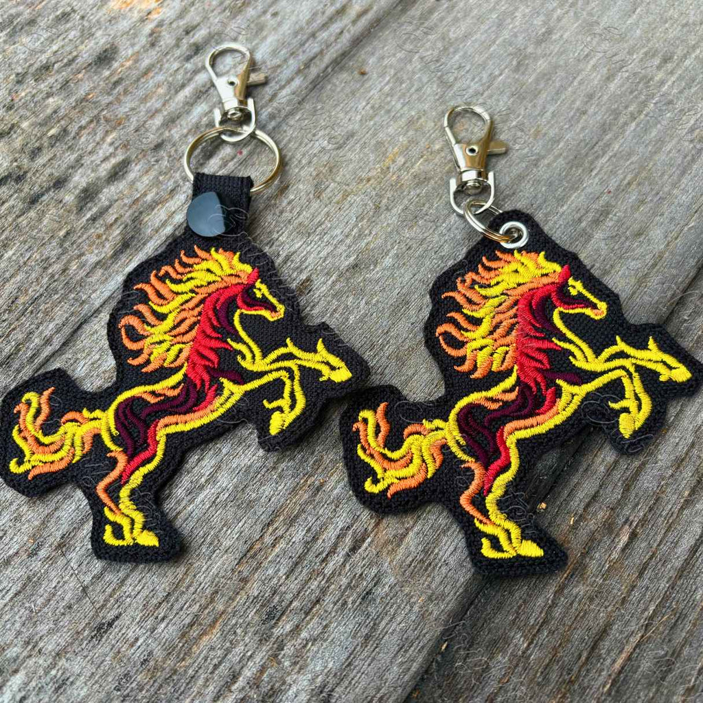 Fire Horse Keychain ITH Embroidery Design