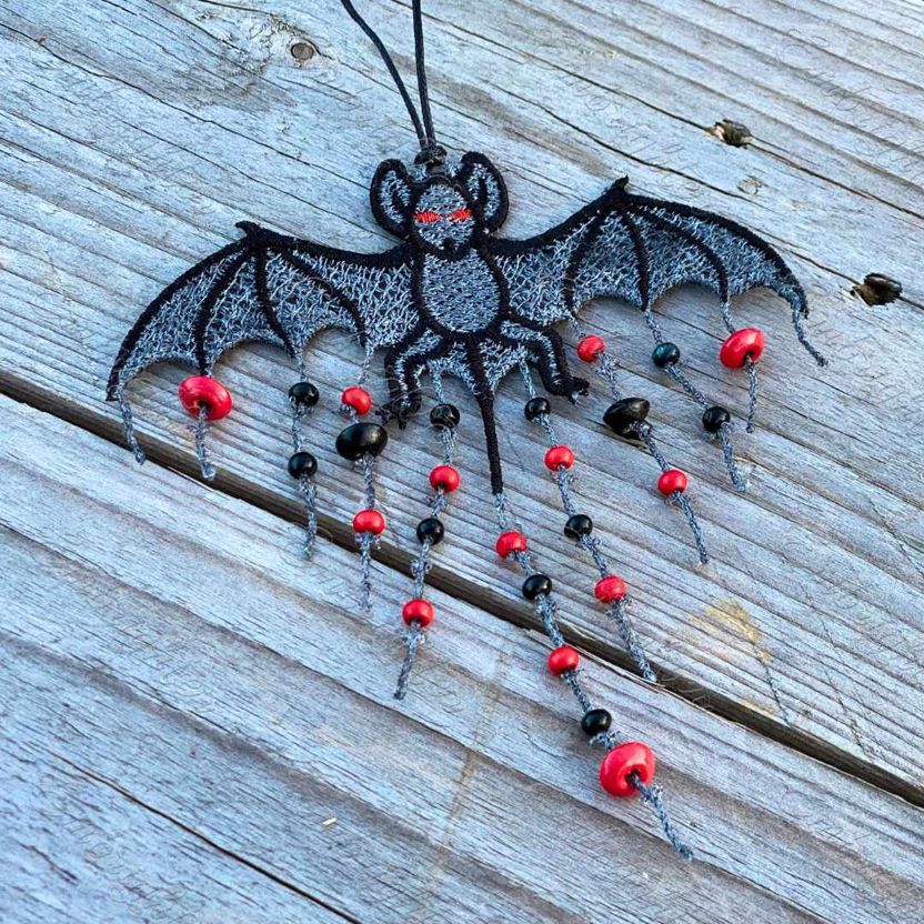 Free-standing lace bat embroidery design