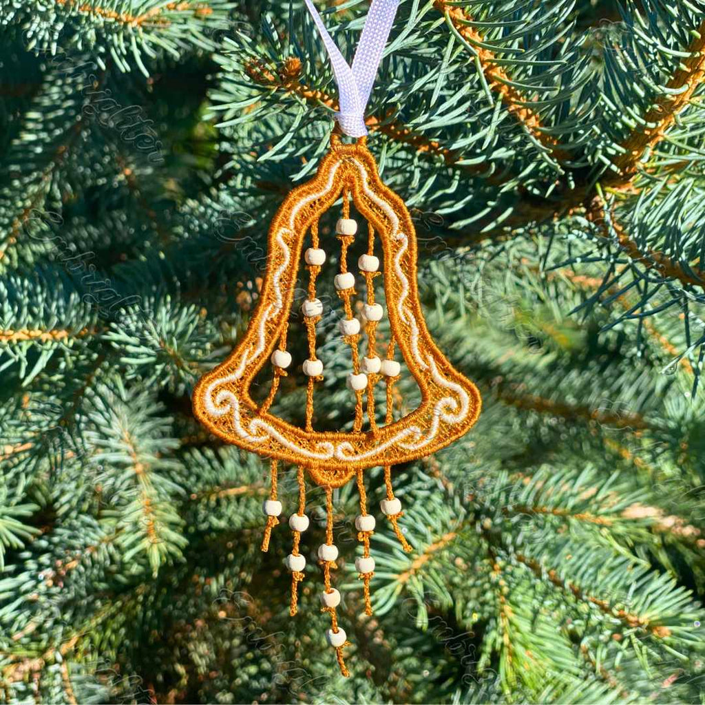 FSL Christmas bell with beads embroidery design – Embrighter