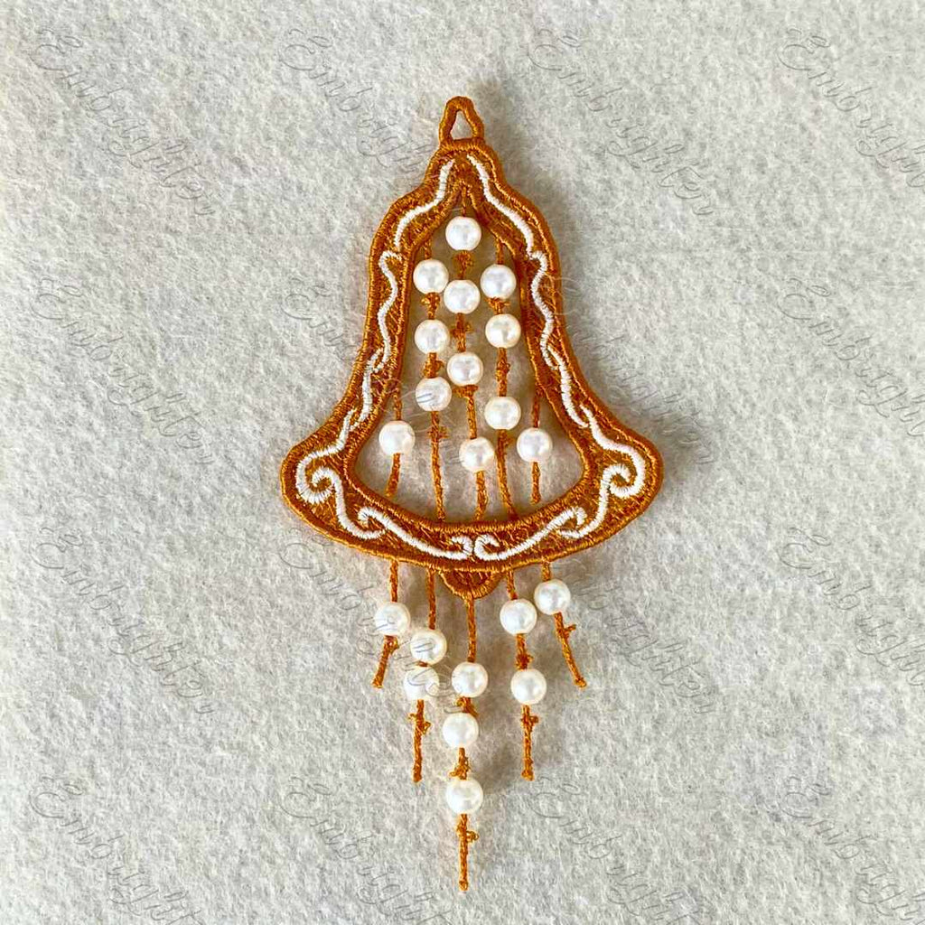 FSL Christmas bell with beads embroidery design