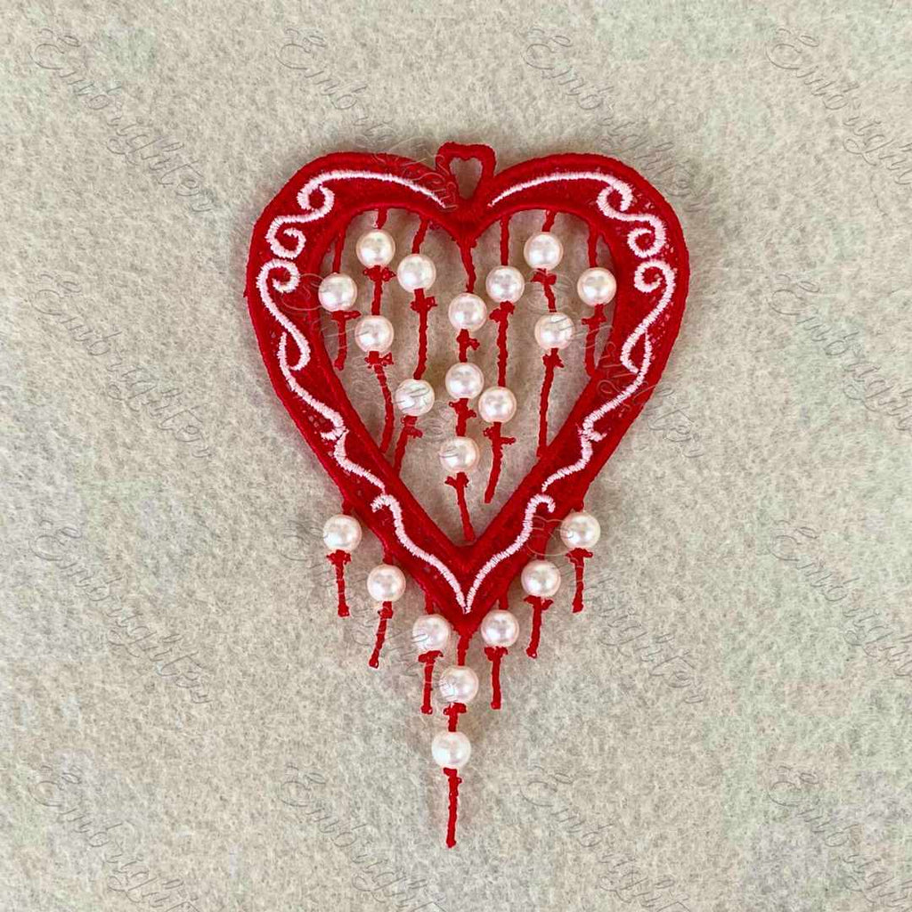 FSL Christmas heart with beads embroidery design