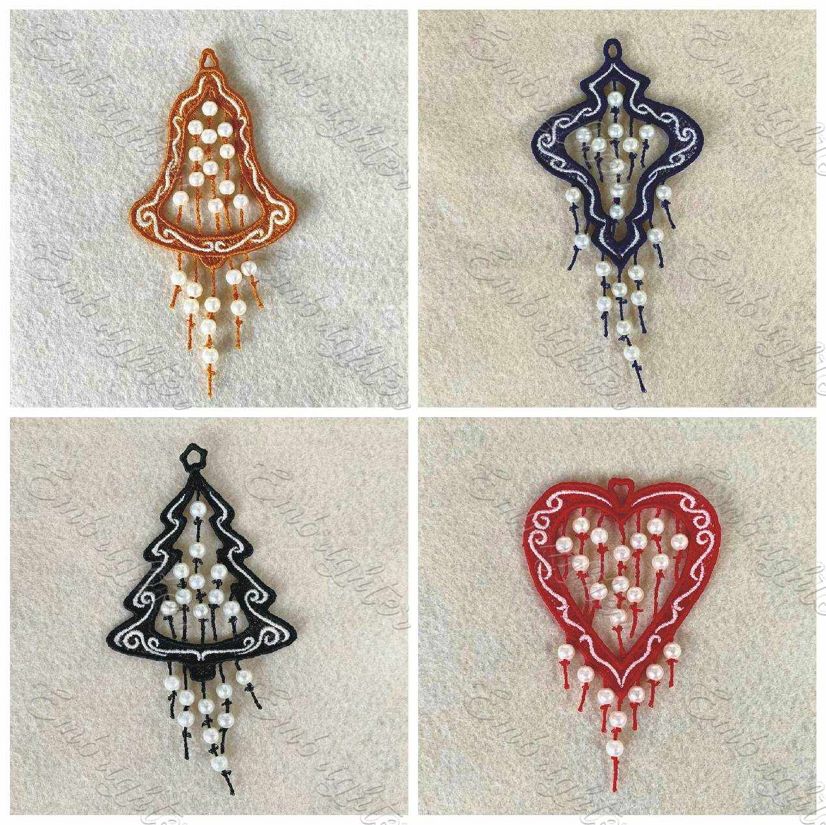 FSL Christmas ornaments with beads embroidery design set