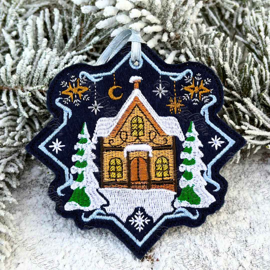 The Gingerbread Maker's House - Winter Village Ornament ITH embroidery design