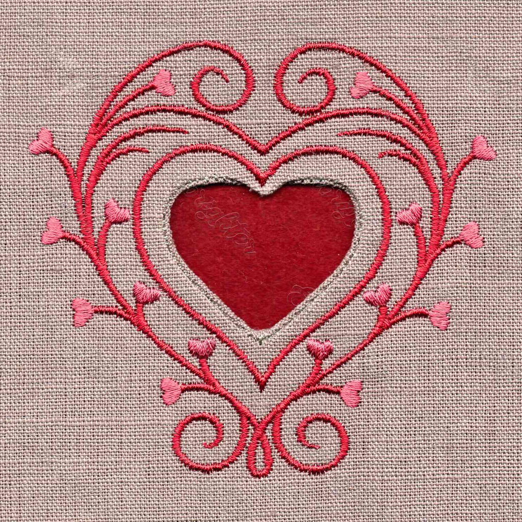 Heartlet Heart Window ITH embroidery design