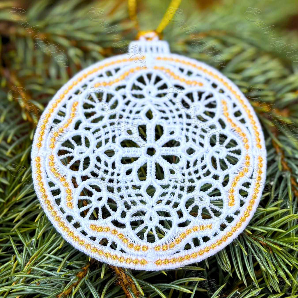 Heartwoven Snowflake Ornament FSL Embroidery Design
