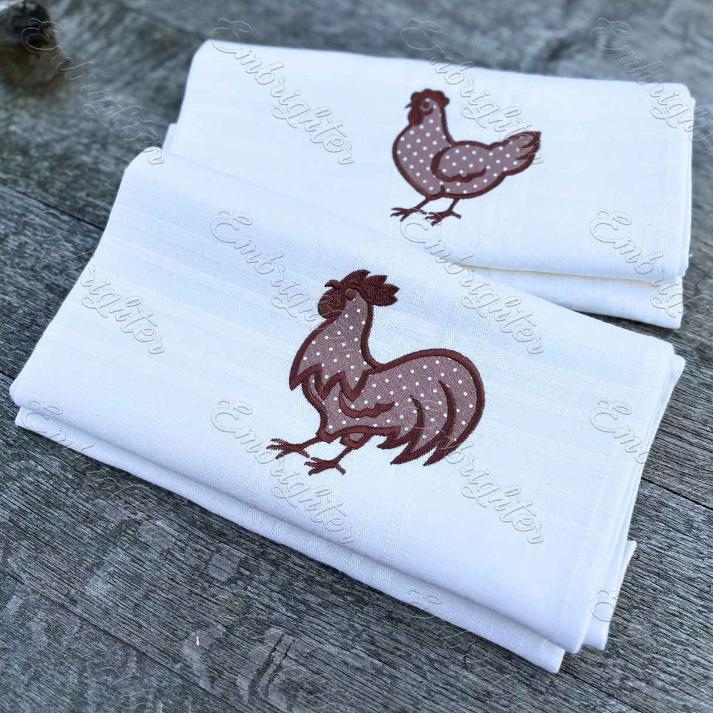 Hen and Rooster Machine Embroidery Design