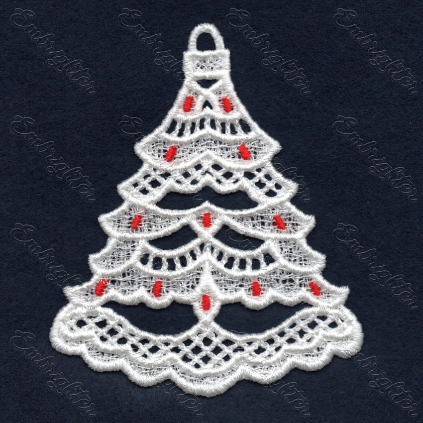 Lacy Christmas Tree FSL embroidery design – Embrighter