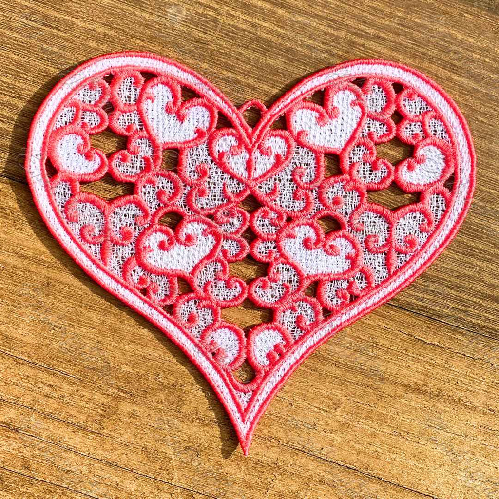 Exquisite Heart FSL machine embroidery design