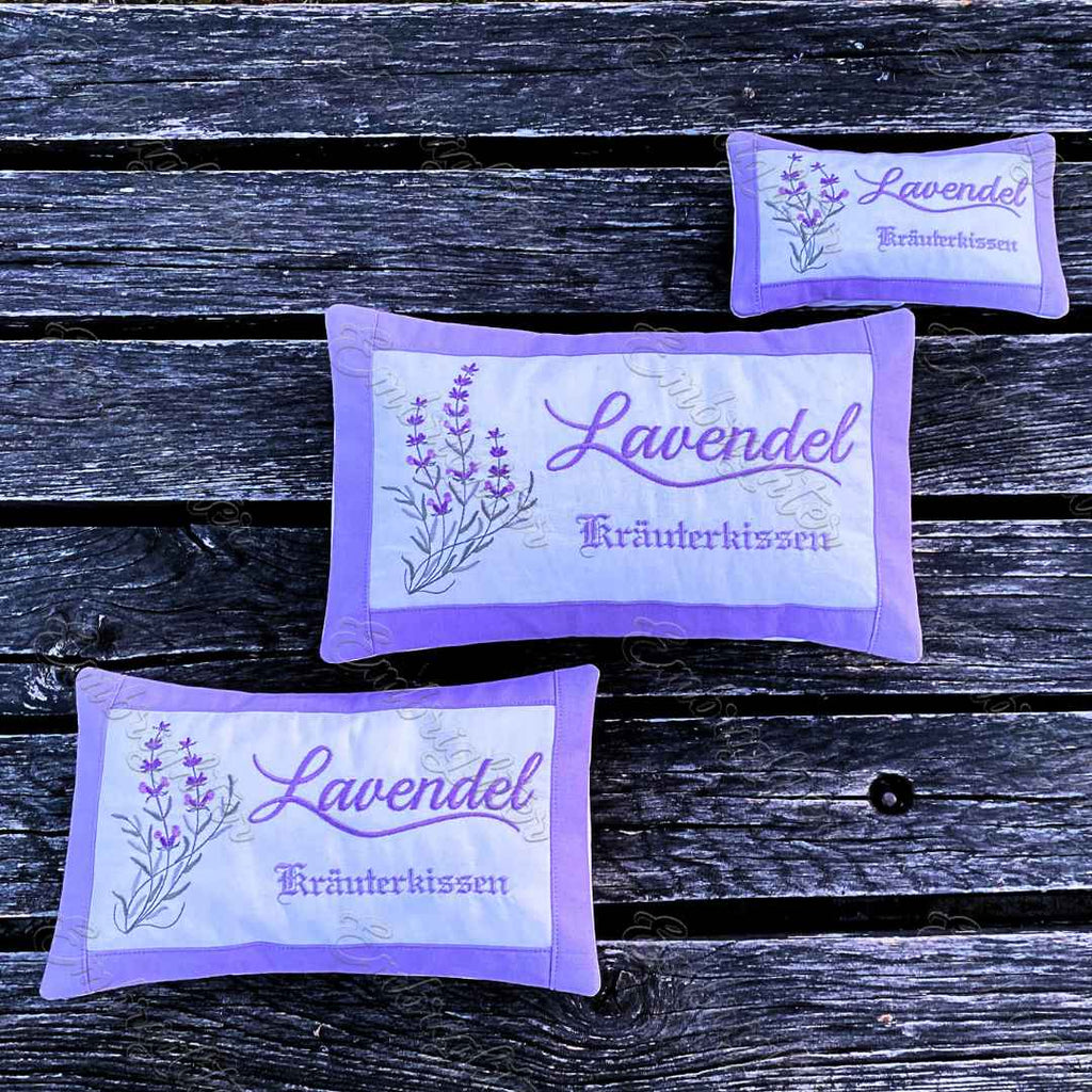 Lavendel ITH Kräuterkissen mit Kissenbezug embroidery design set - verfügbar in 3 Grössen