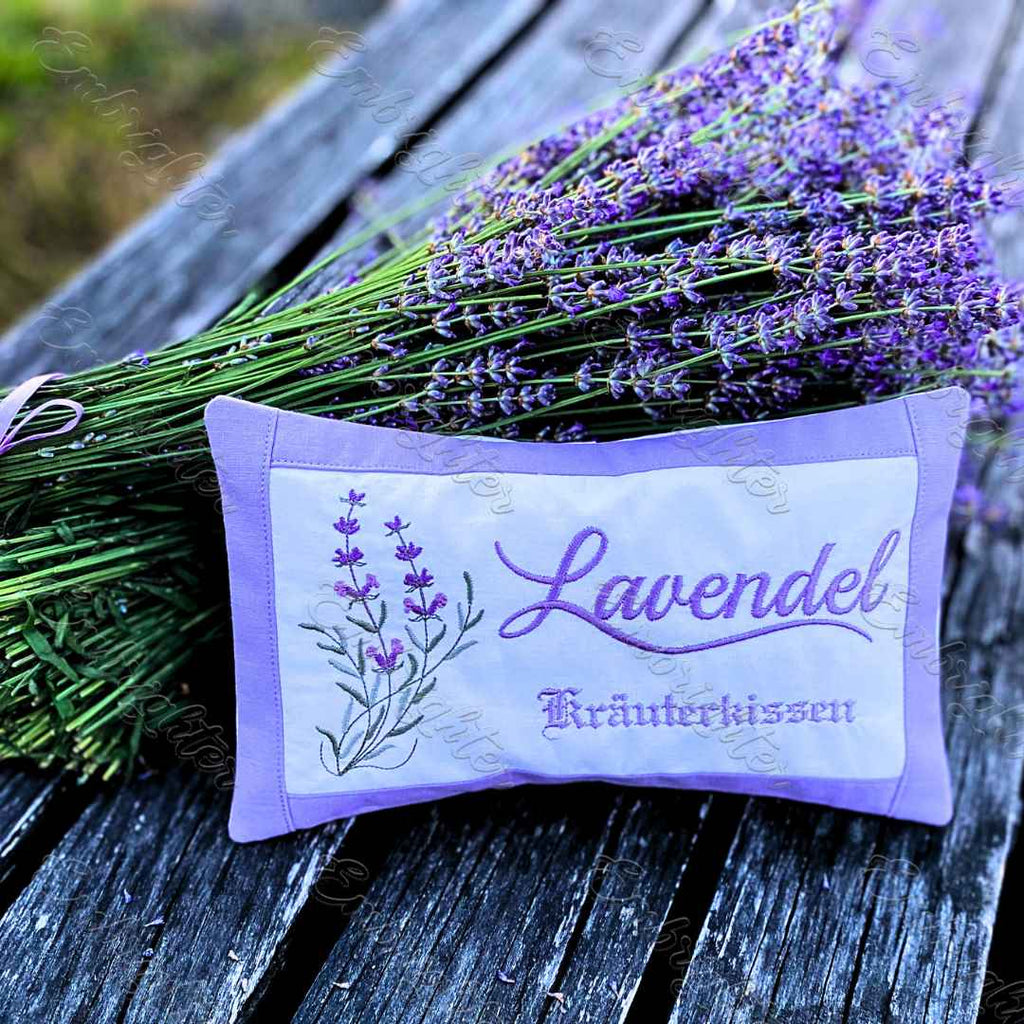 Lavendel ITH Kräuterkissen mit Kissenbezug mittel embroidery design ( GERMAN )