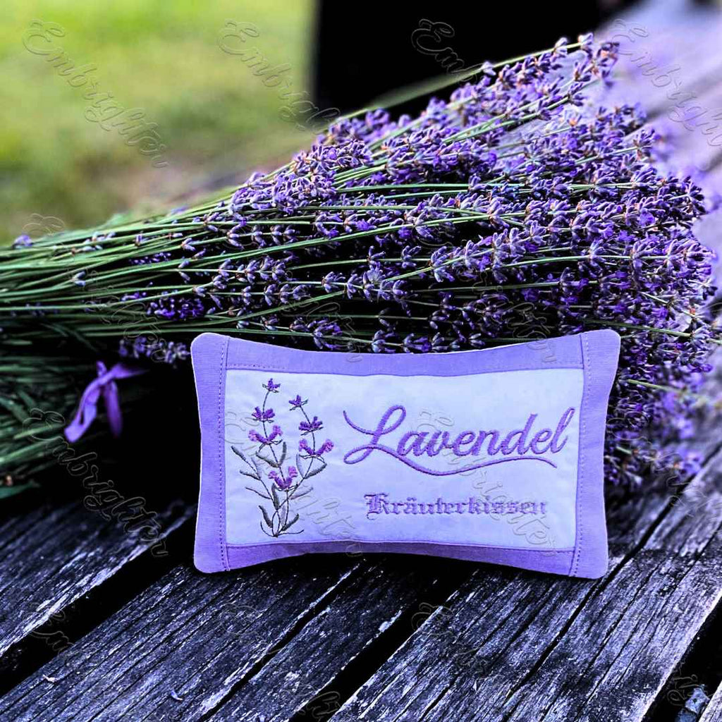 Lavendel ITH Kräuterkissen mit Kissenbezug klein embroidery design ( GERMAN )