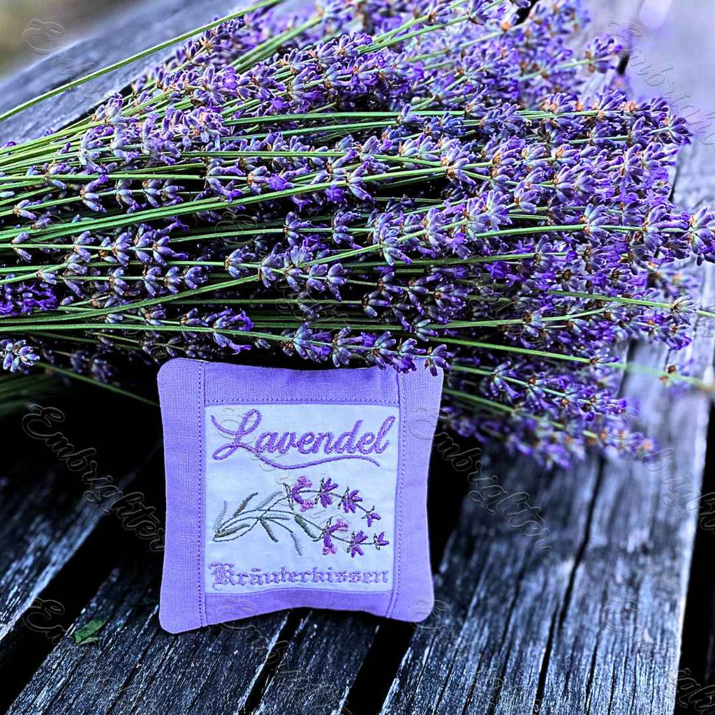 Lavendel ITH Kräuterkissen mit Kissenbezug mini embroidery design ( GERMAN )