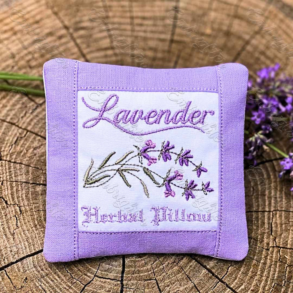 Lavender ITH herbal pillow with pillowcase mini embroidery design