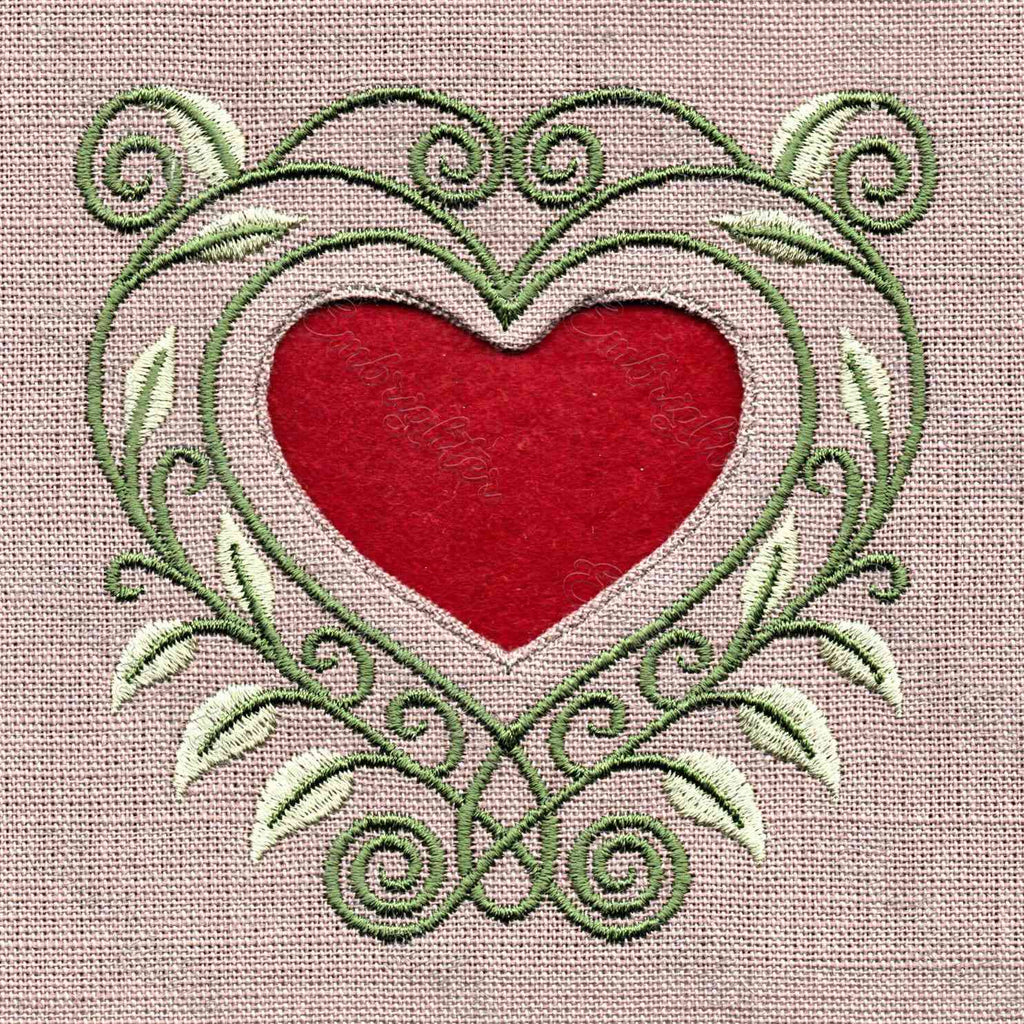 Leafy Heart Window ITH embroidery design