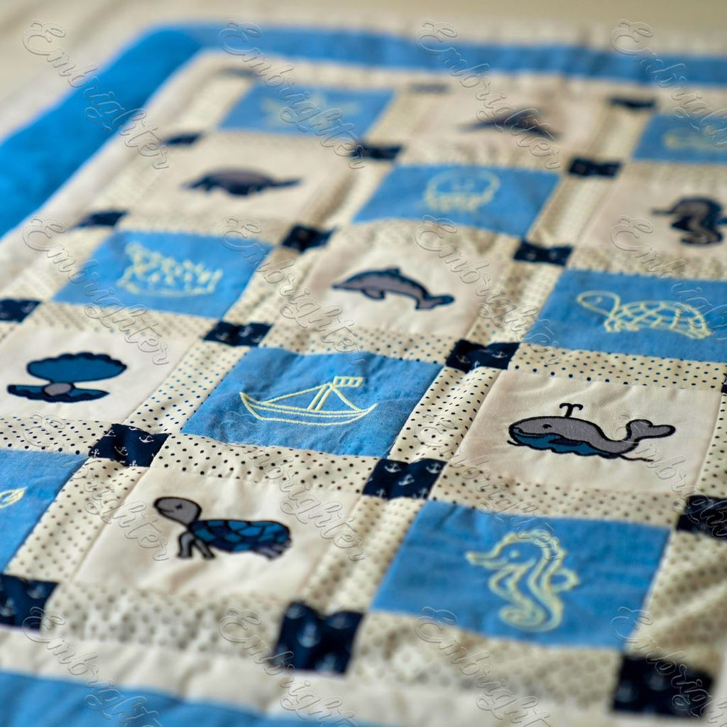 Baby Blanket Sea Animals embroidery design set