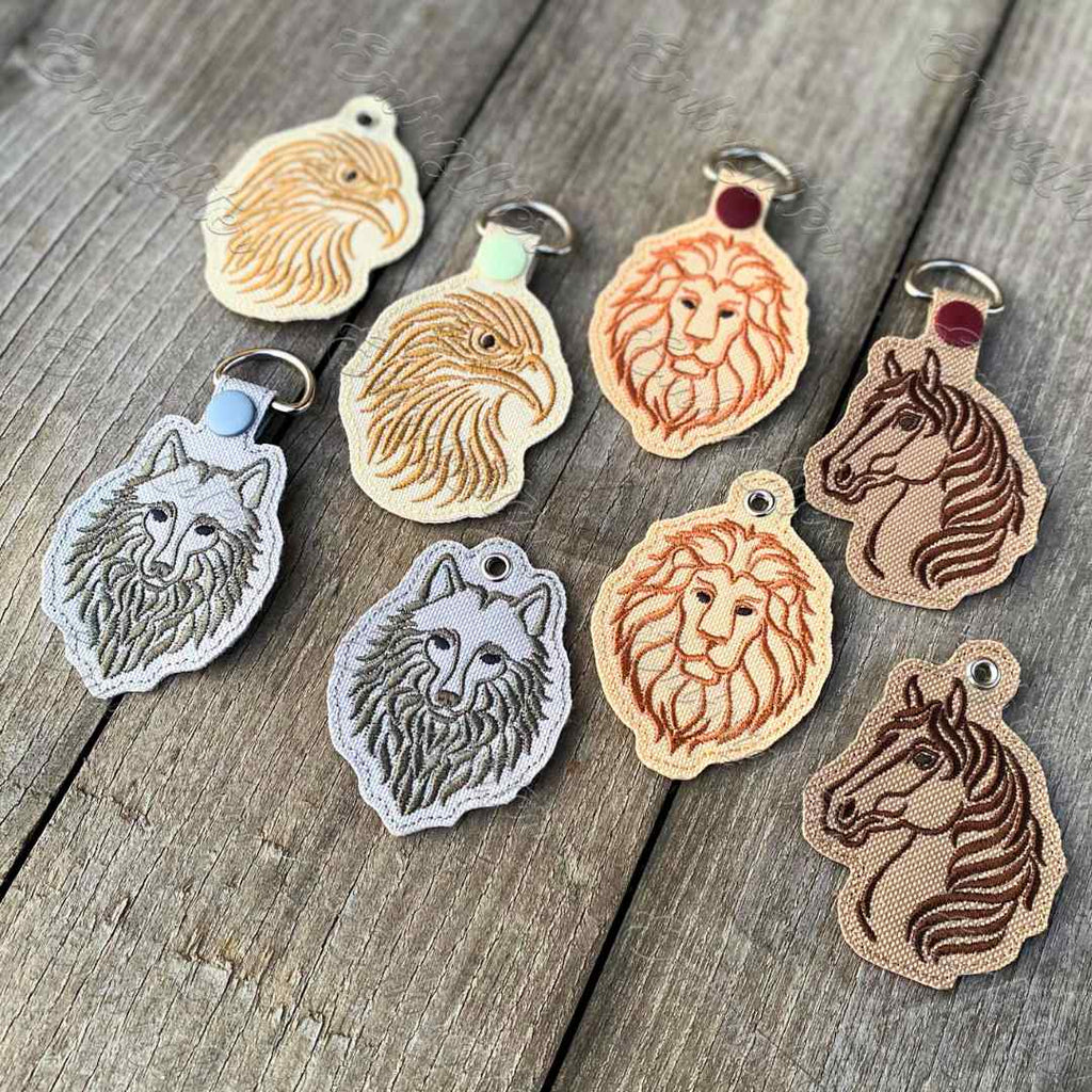 Noble Animals ITH Keychain Embroidery Design Set