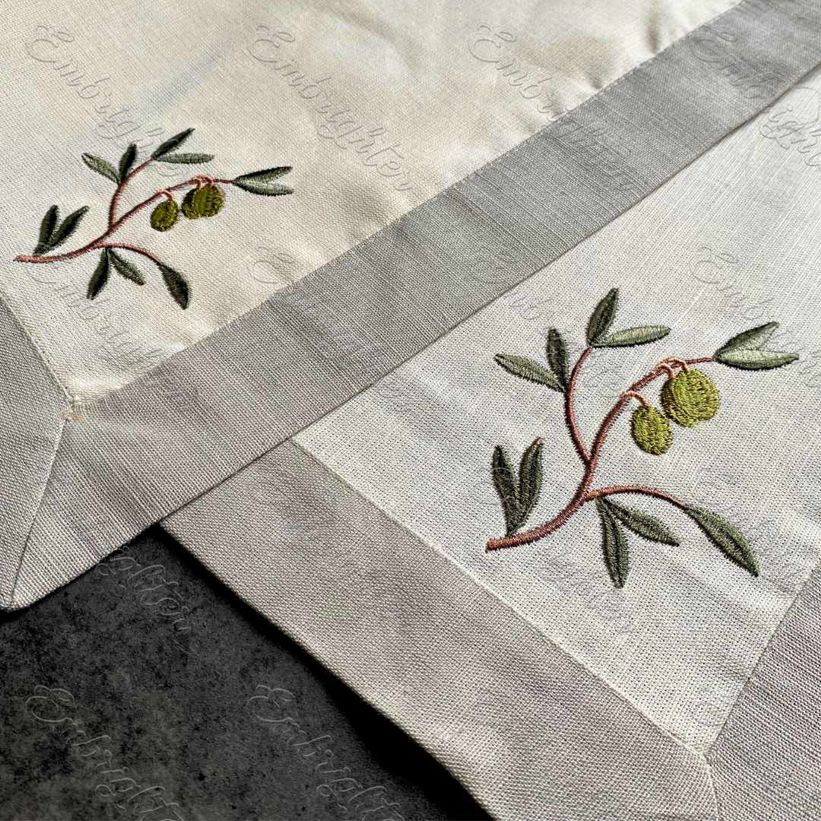 Olive branch embroidery design in two sizes