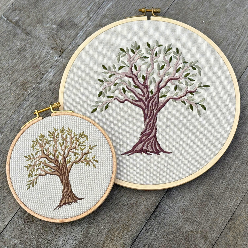 Olive Tree embroidery design available in two sizes