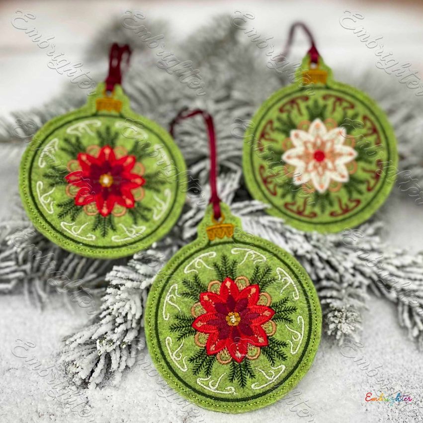 Christmas Floral Ornament ITH embroidery design Set – Embrighter