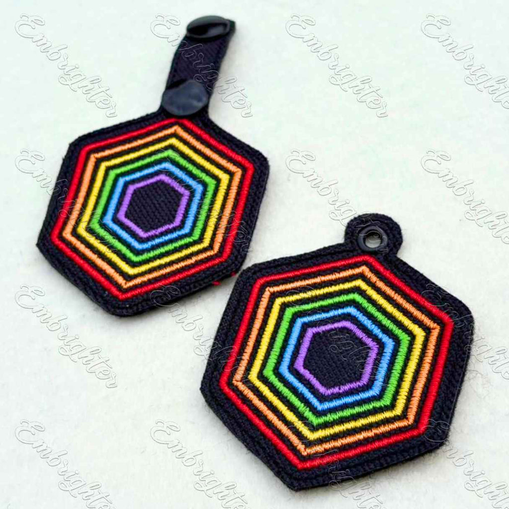 Rainbow Hexagon ITH Keychain Embroidery Design