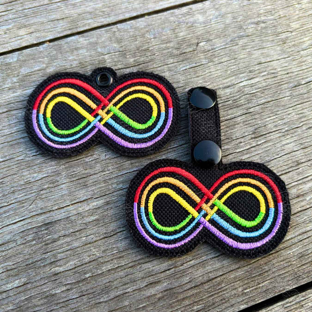 Rainbow Infinity Keychain ITH embroidery design