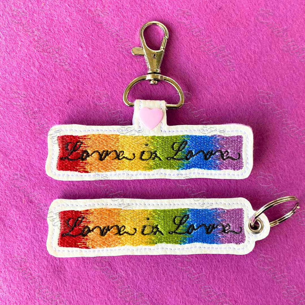 Rainbow „Love is Love” keychain ITH embroidery design
